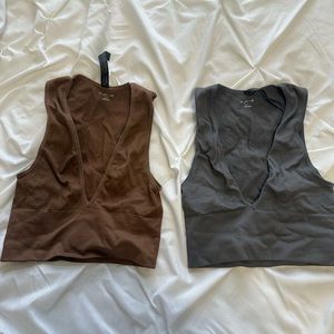 urban outfitters tank top pack of two brown and grey size small